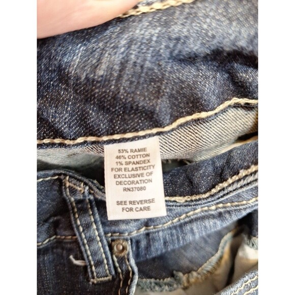 Cato Woman 22W Distressed Destroyed Jeans Pockets Logo Stretch Straight Leg Blue - Picture 10 of 11